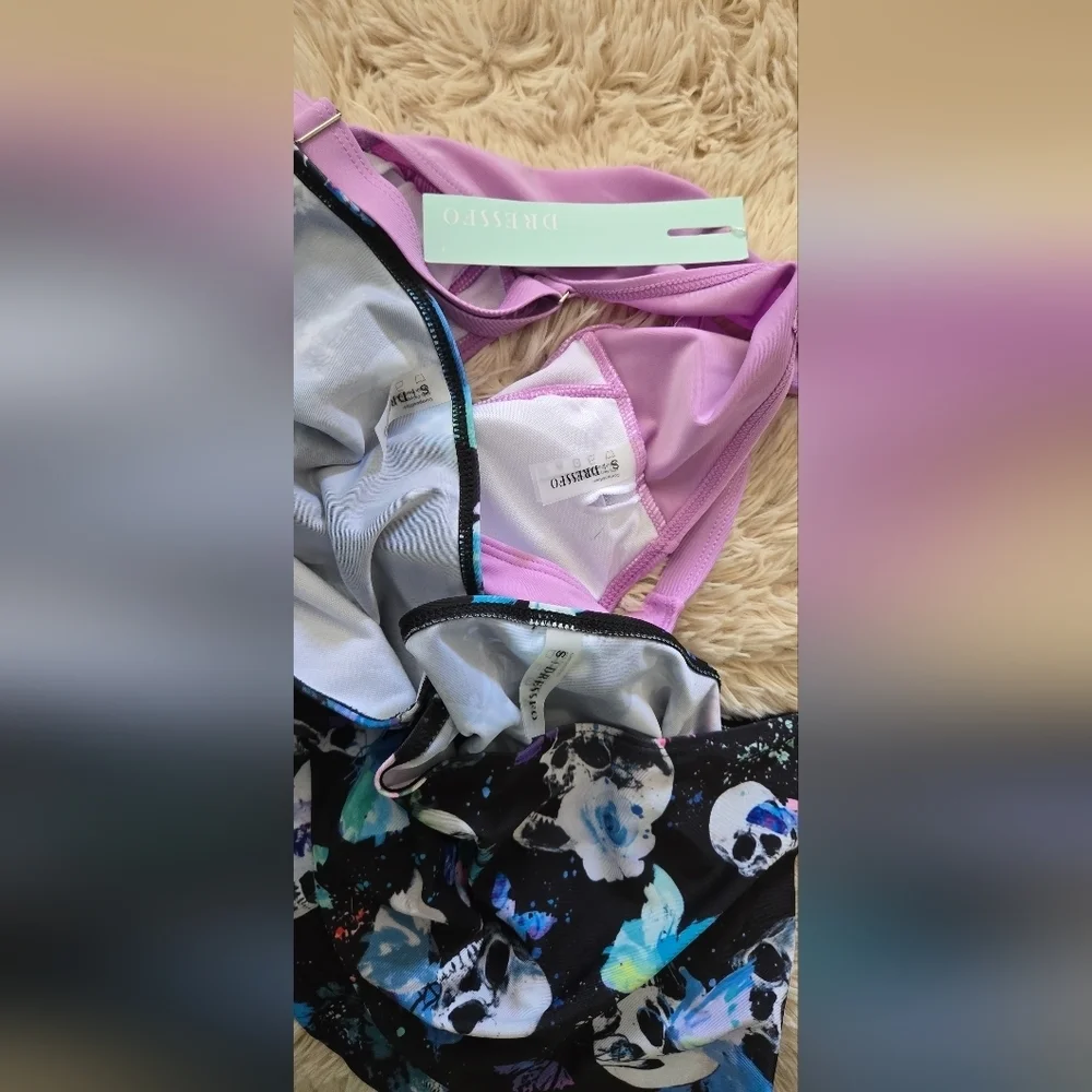 DRESSFO Women's High Waisted Bikini with Cover Up Skirt #887 - Picture 4 of 11